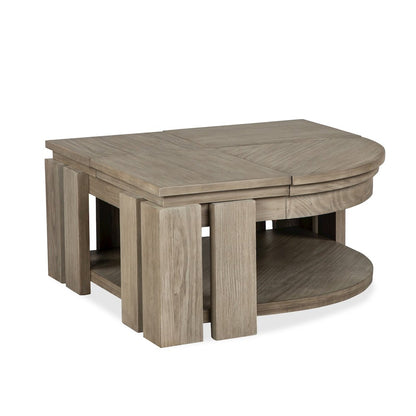 Conrad Stone Harbor Grey Pie Shaped Lift Top Cocktail Table With Casters