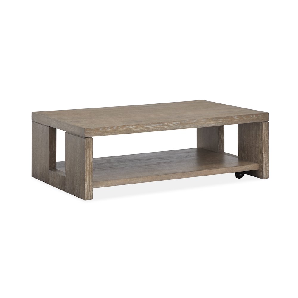 Conway Spiced Brown Rectangular Cocktail Table With Casters