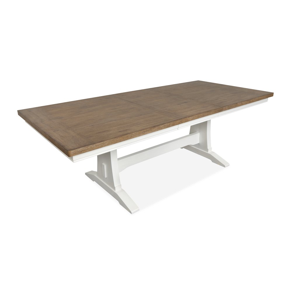 Kingston Whisper White And Cerused Nutmeg Extendable Trestle Dining Table