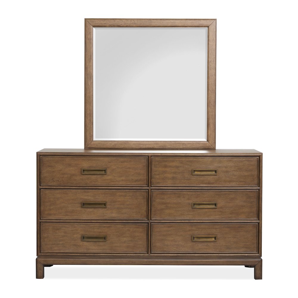 Ridgefield Russet Double Drawer Dresser With Landscape Mirror