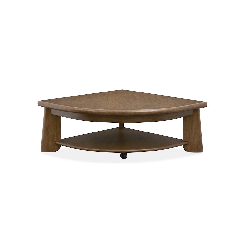Tanner Tawny Brown Pie Shaped Lift Top Cocktail Table With Casters