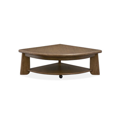 Tanner Tawny Brown Pie Shaped Lift Top Cocktail Table With Casters
