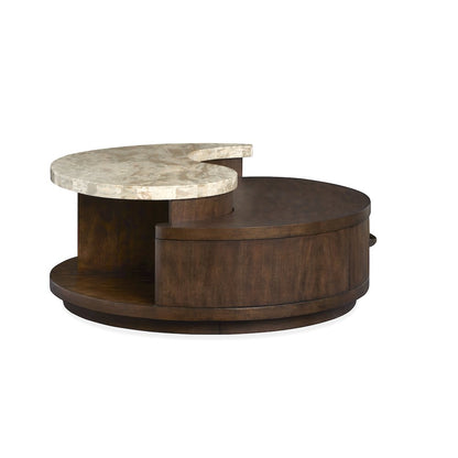 Mcpherson Burnt Umber Round Cocktail Table With Casters