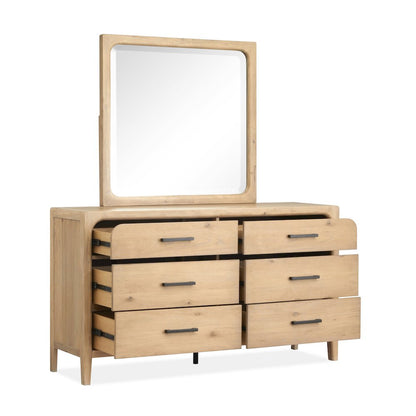 Somerset Butternut Double Drawer Dresser With Landscape Mirror