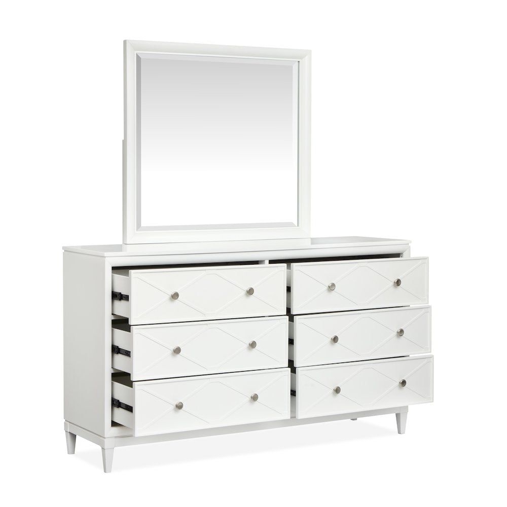 Springhouse Whisper White Double Drawer Dresser With Landscape Mirror