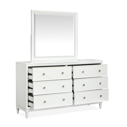 Springhouse Whisper White Double Drawer Dresser With Landscape Mirror