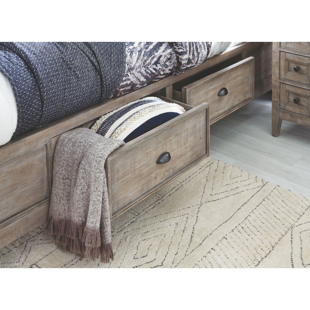 Paxton Place Dovetail Grey Queen Panel Storage Bed