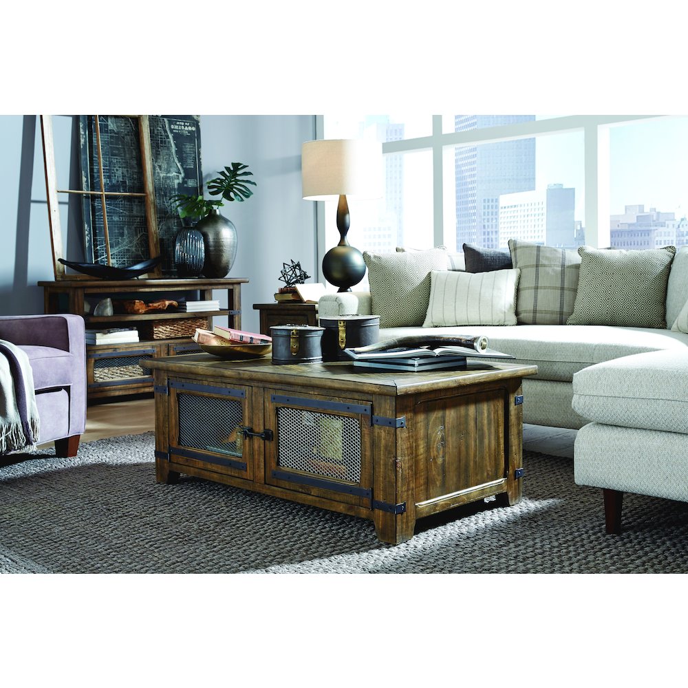 Chesterfield Farmhouse Timber Lift Top Storage Cocktail Table With Casters