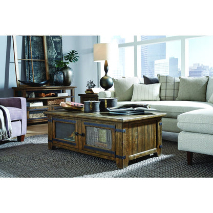 Chesterfield Farmhouse Timber Lift Top Storage Cocktail Table With Casters