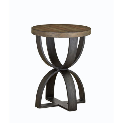 Bowden Rustic Honey And Distressed Iron Round Accent Table