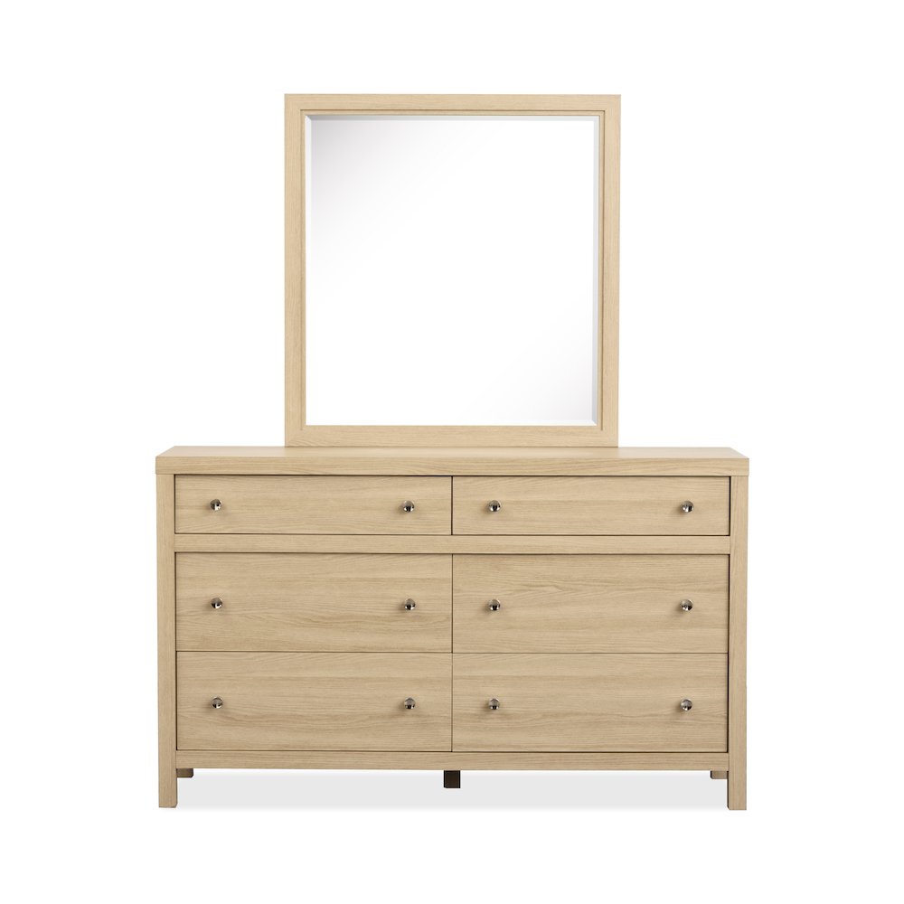 Merrifield Sandstone Beige Dresser With Portrait Mirror