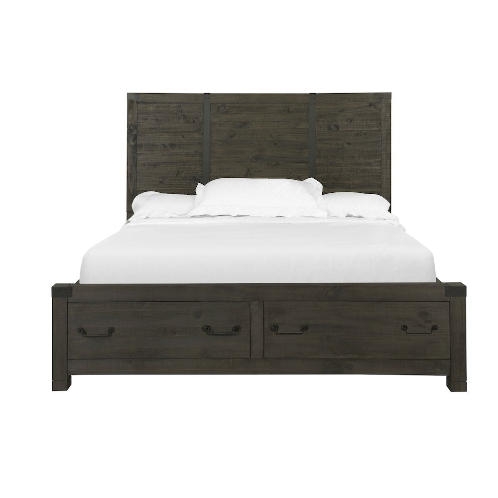 Abington Weathered Charcoal King Panel Storage Bed
