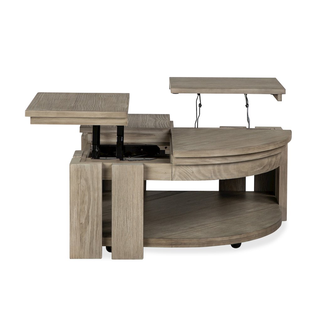 Conrad Stone Harbor Grey Pie Shaped Lift Top Cocktail Table With Casters