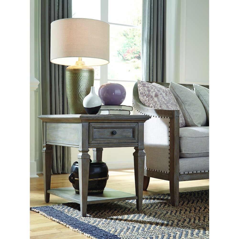 Lancaster Dovetail Grey Rectangular End Table
