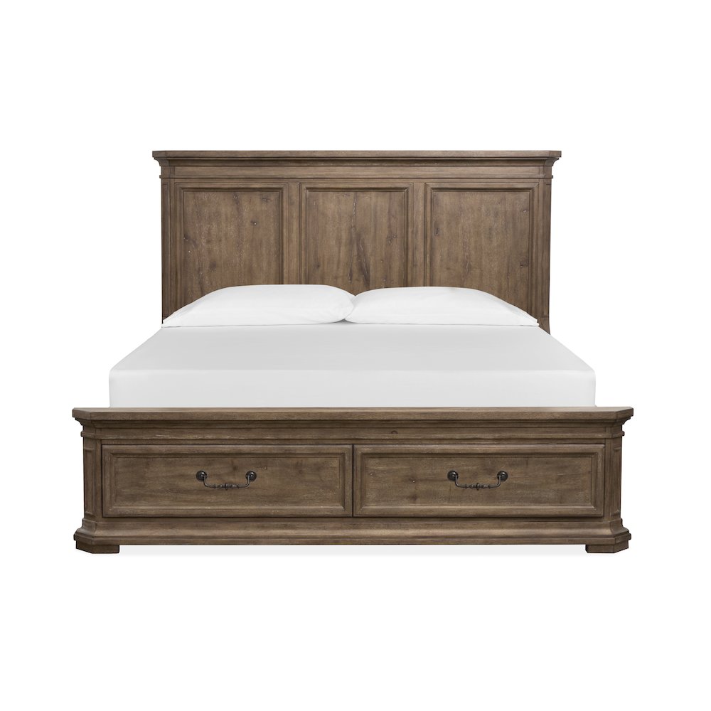 Adler Court Florentine Walnut Queen Panel Storage Bed