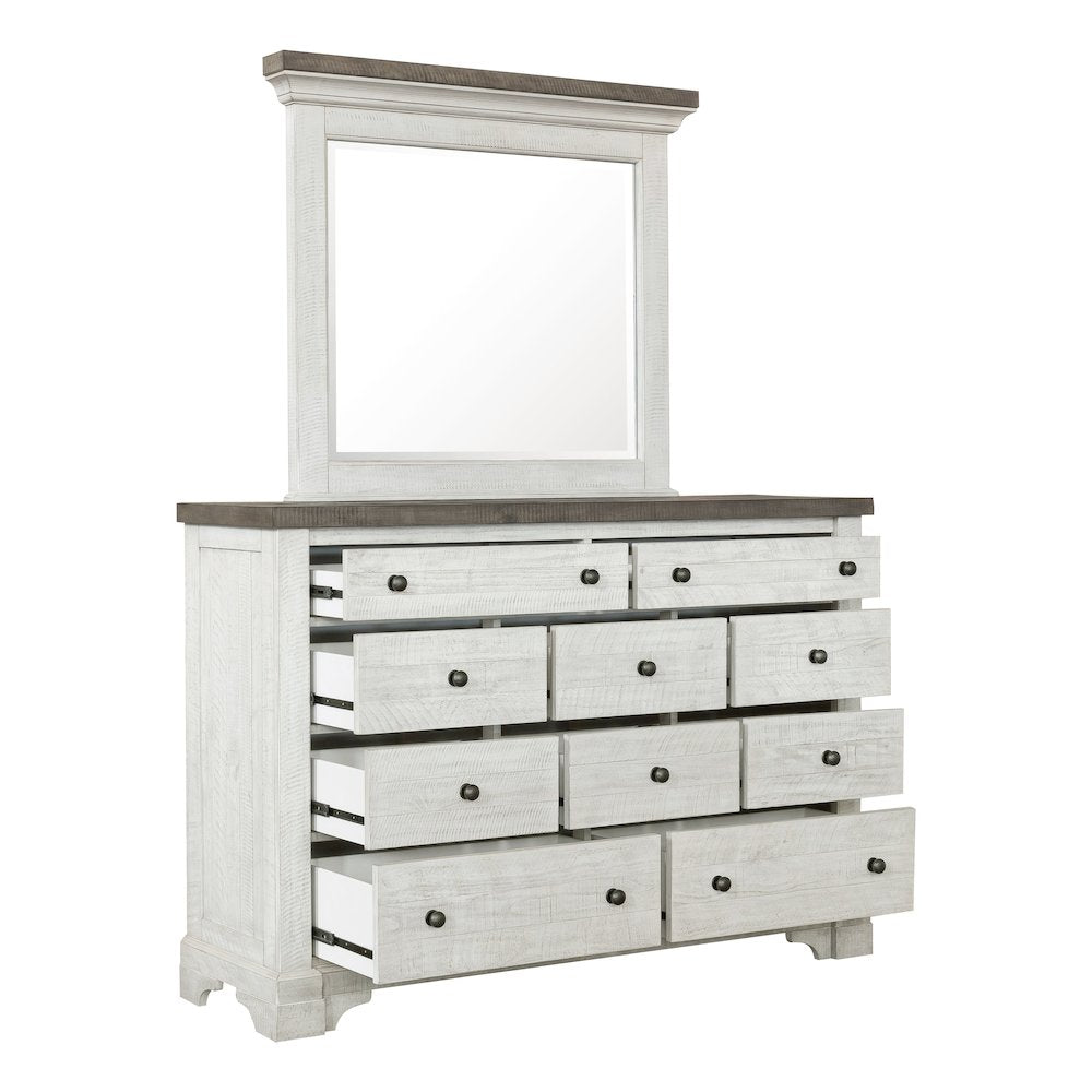 Samuel Lawrence Valley Ridge Distressed White 10 Drawer Dresser With Mirror