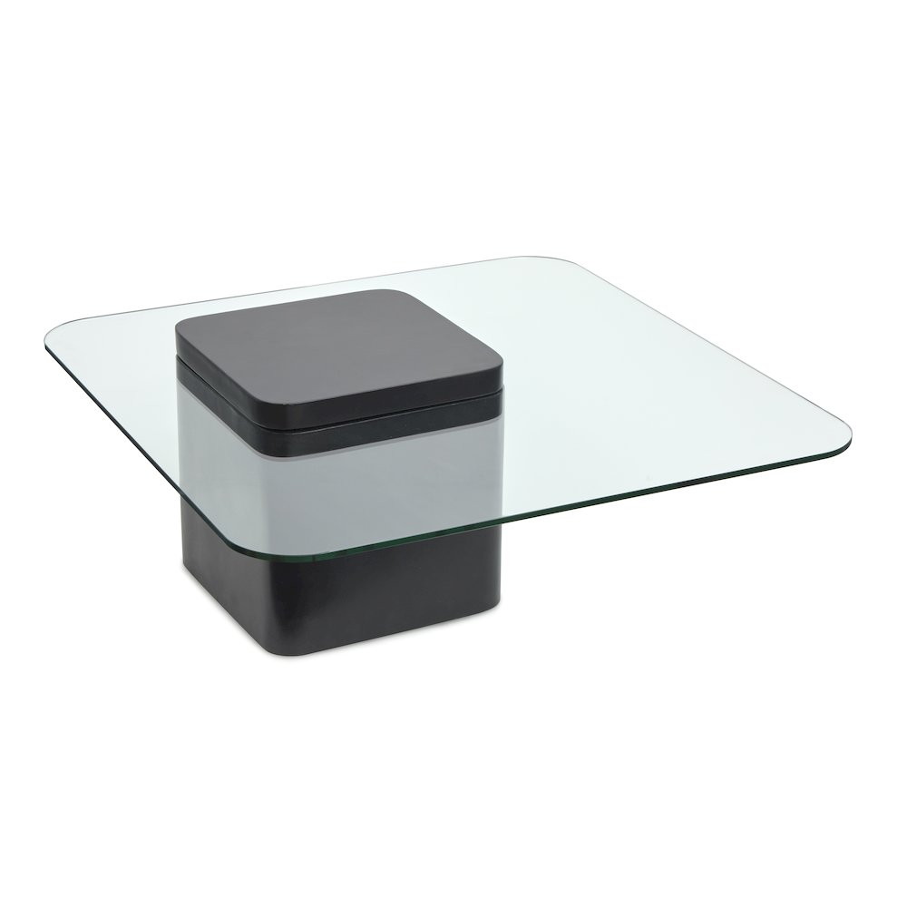Donora Clear Glass And Obsidian Square Cocktail Table