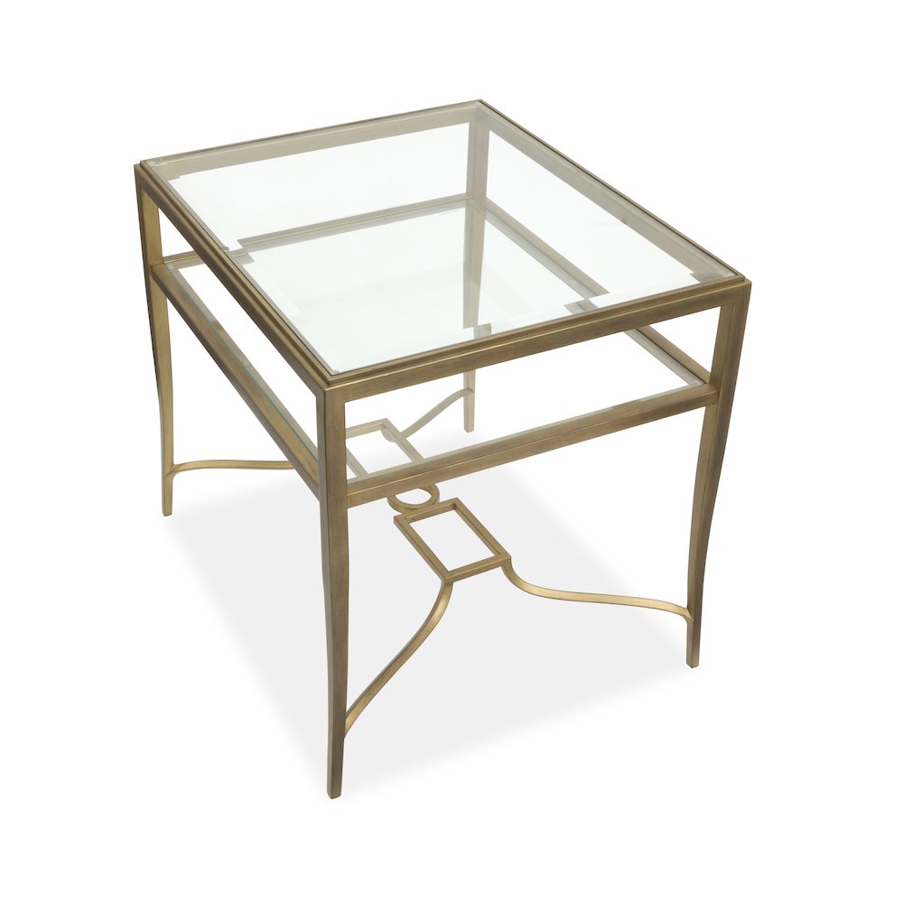 Lorena Burnished Brass Rectangular End Table