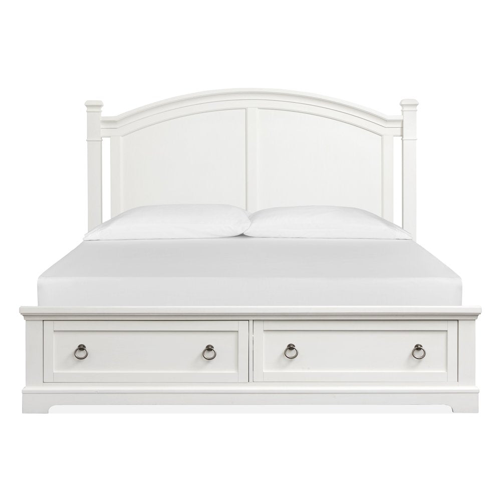 Kingston Whisper White And Cerused Nutmeg Queen Panel Storage Bed