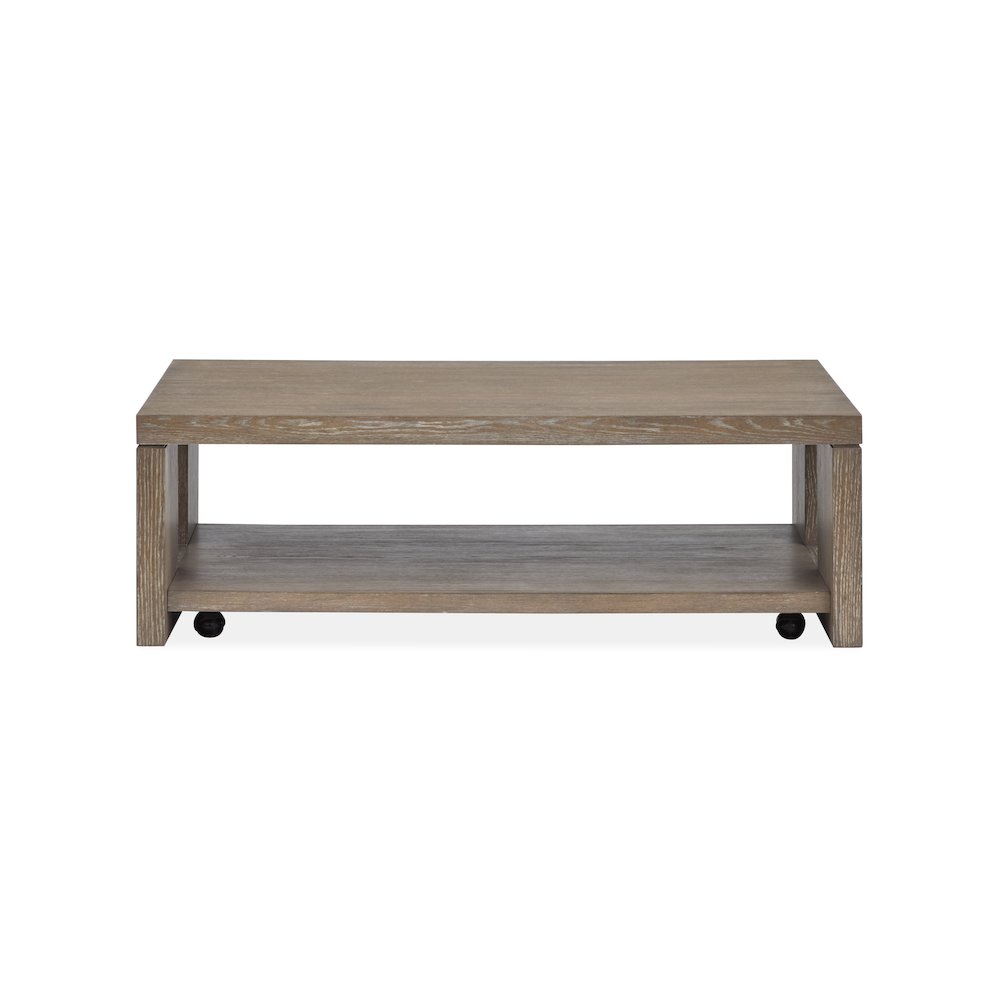 Conway Spiced Brown Rectangular Cocktail Table With Casters