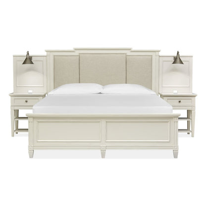 Egg Shell White With Slight Rub Through Queen Upholstered Wall Panel Bed