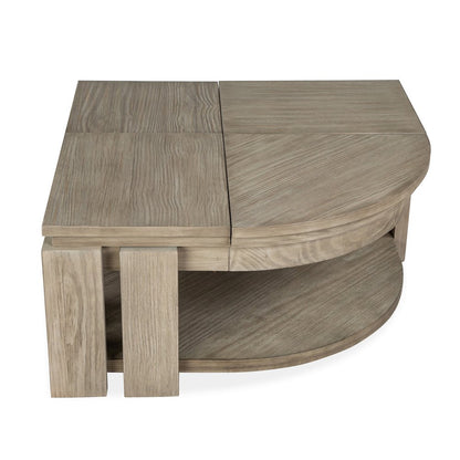 Conrad Stone Harbor Grey Pie Shaped Lift Top Cocktail Table With Casters