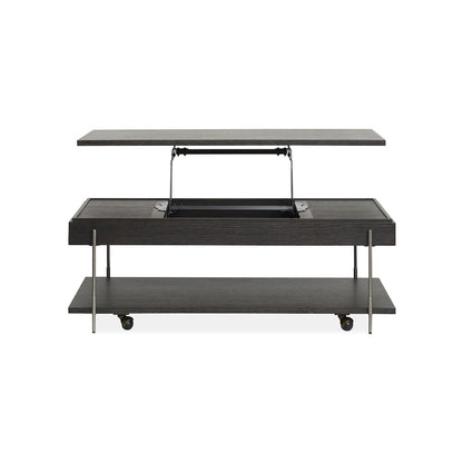 Spencer Dark Briarsmoke Lift Top Storage Cocktail Table With Casters