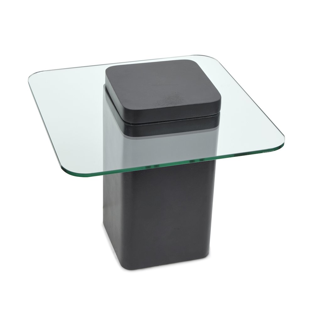 Donora Clear Glass And Obsidian Square End Table