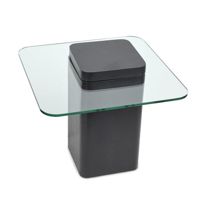 Donora Clear Glass And Obsidian Square End Table