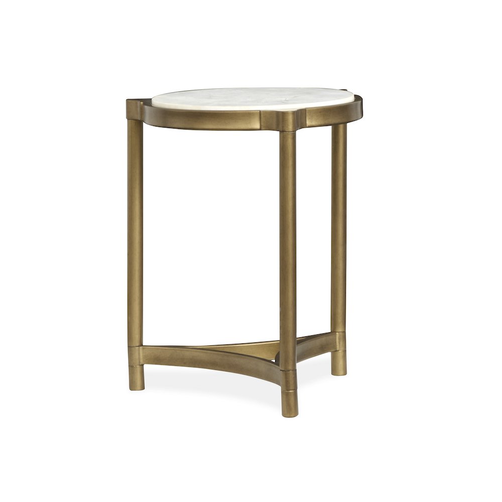 Cassidy Aged Brass And Volakas Classic Round Accent Table