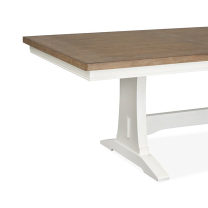 Kingston Whisper White And Cerused Nutmeg Extendable Trestle Dining Table