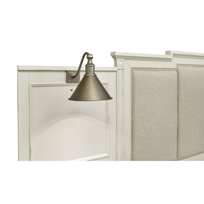 Egg Shell White With Slight Rub Through Queen Upholstered Wall Panel Bed