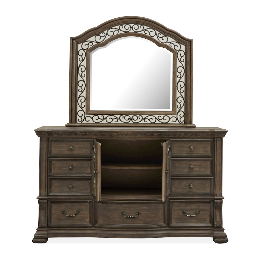 Durango Willadeene Brown Drawer Dresser With Shaped Mirror