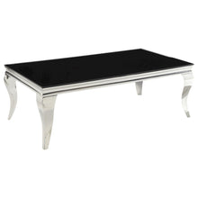 Rectangular Black Glass Top Coffee Table with Chrome Frame and Modern Design