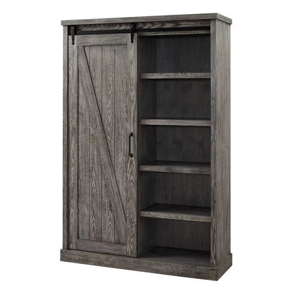 Avondale Rustic Barn Door Bookcase, Gray