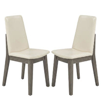 Rubberwood Vegan Leather Dining Chairs, Mid-Century Modern, Set of 2