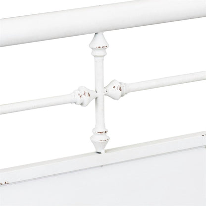Vintage Series Twin Metal Headboard - Antique White in Distressed Metal