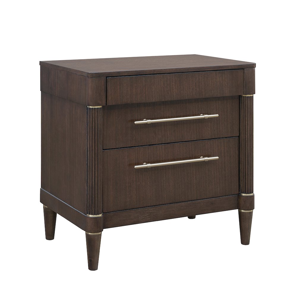 Asher Park 3 Drawer Nightstand, Piano Brown Finish
