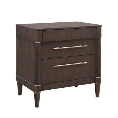 Asher Park 3 Drawer Nightstand, Piano Brown Finish