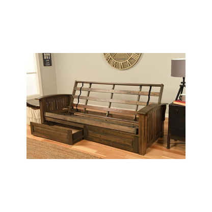Washington Frame-Rustic Walnut Finish-Taxi Seaport Mattress-Storage Drawers