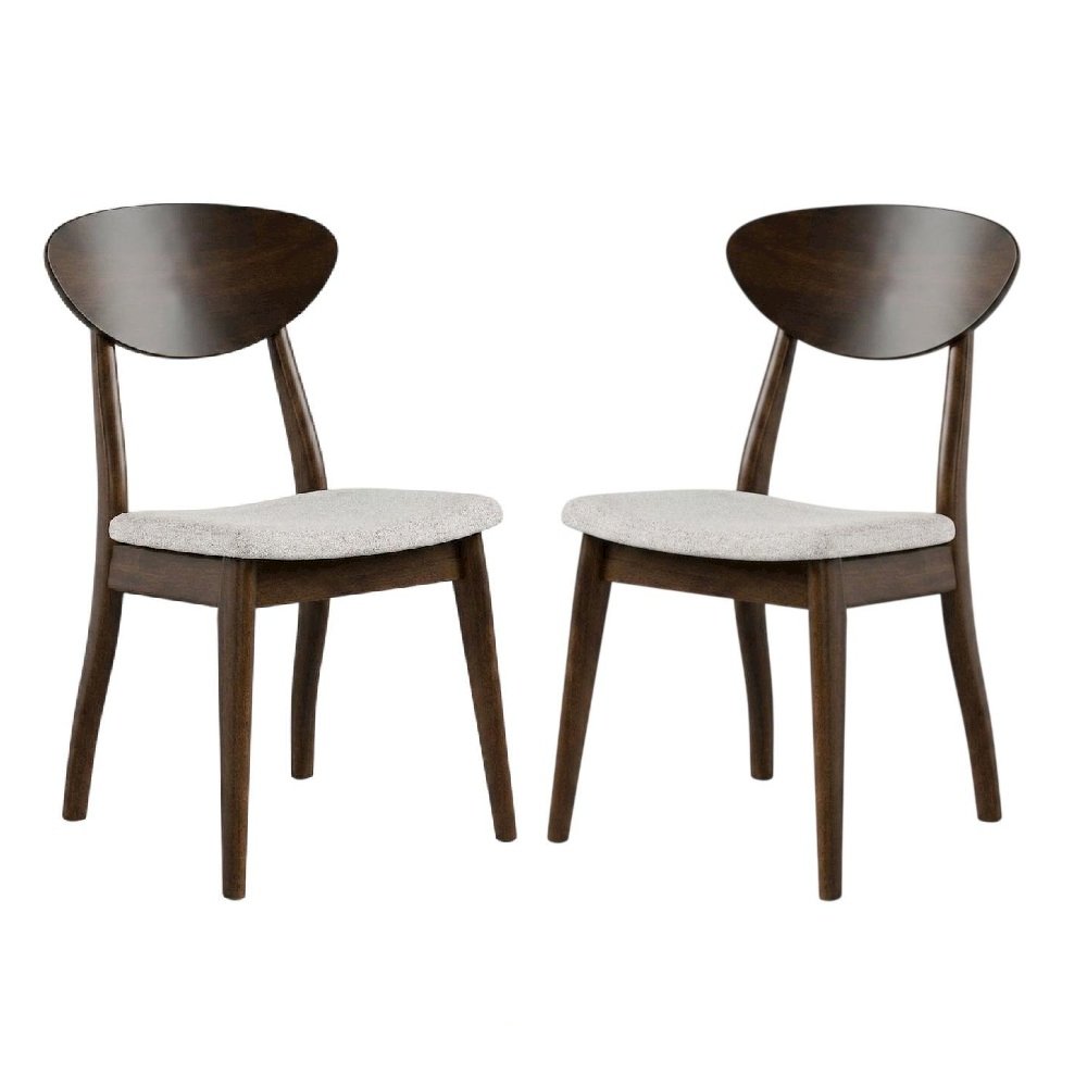 Rich Walnut Solid Wood Dining Chairs - Set of 2