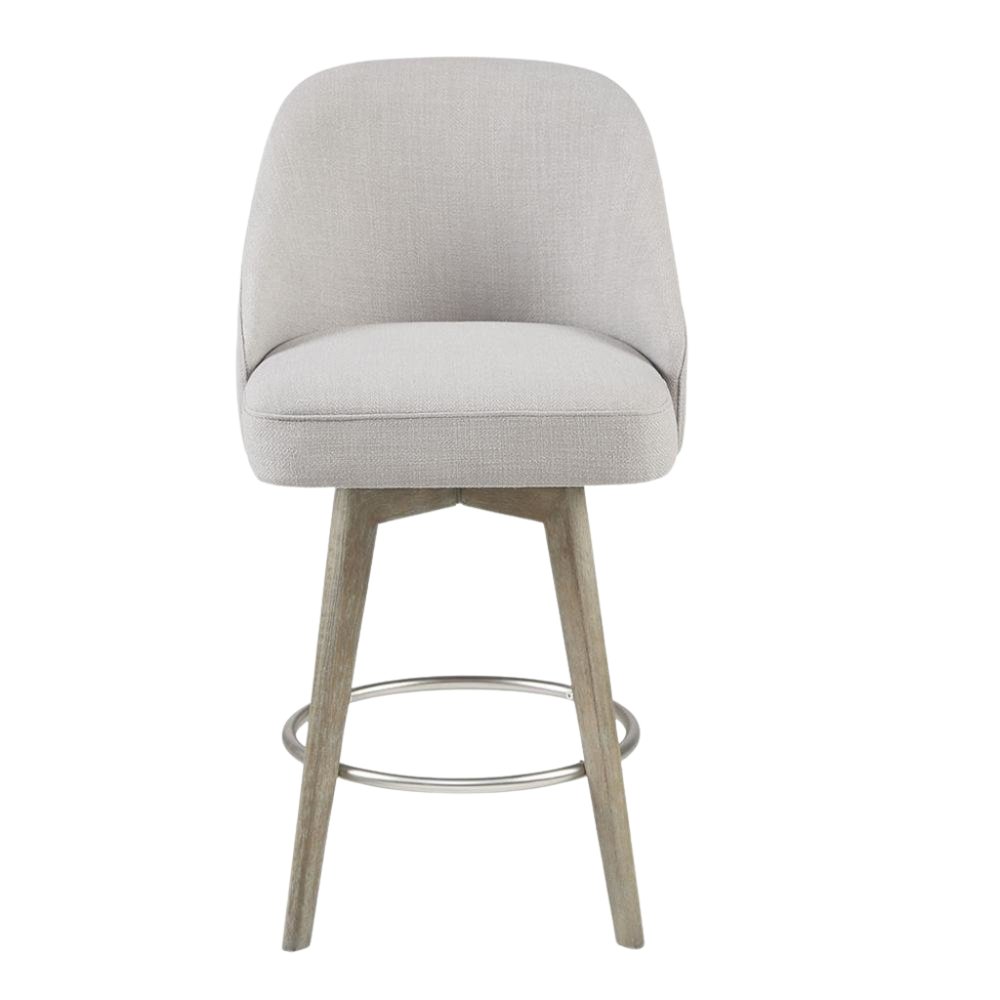 Gray Swivel Counter Stools with Solid Wood Frame, Ideal for Kitchen or Bar