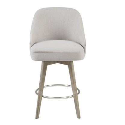 Gray Swivel Counter Stools with Solid Wood Frame, Ideal for Kitchen or Bar
