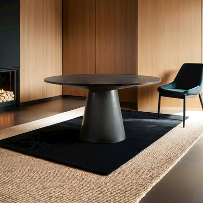 Elegant Contemporary Round Dining Table in Ebony Black Finish
