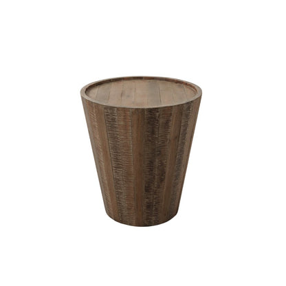 Conundrum Modern Distressed Solid Wood Drum End Table