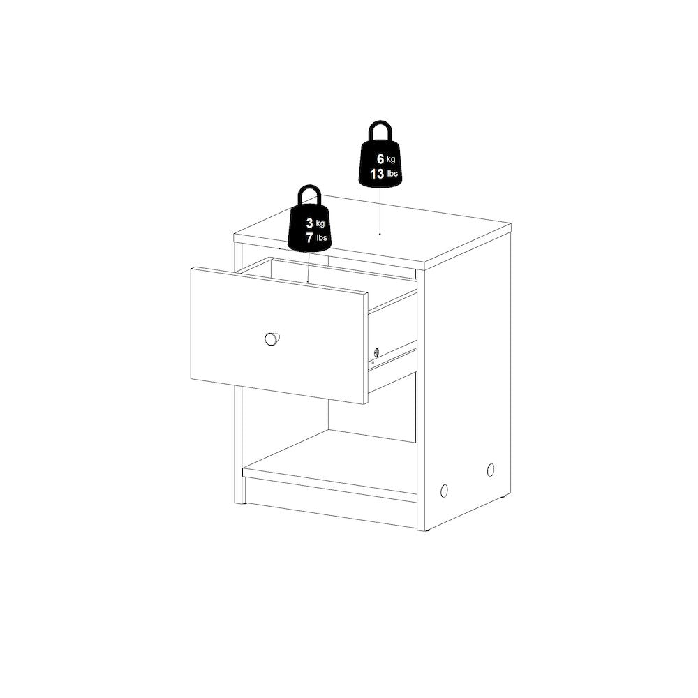 Portland 1 Drawer Nightstand - Set of 2, Jackson Hickory