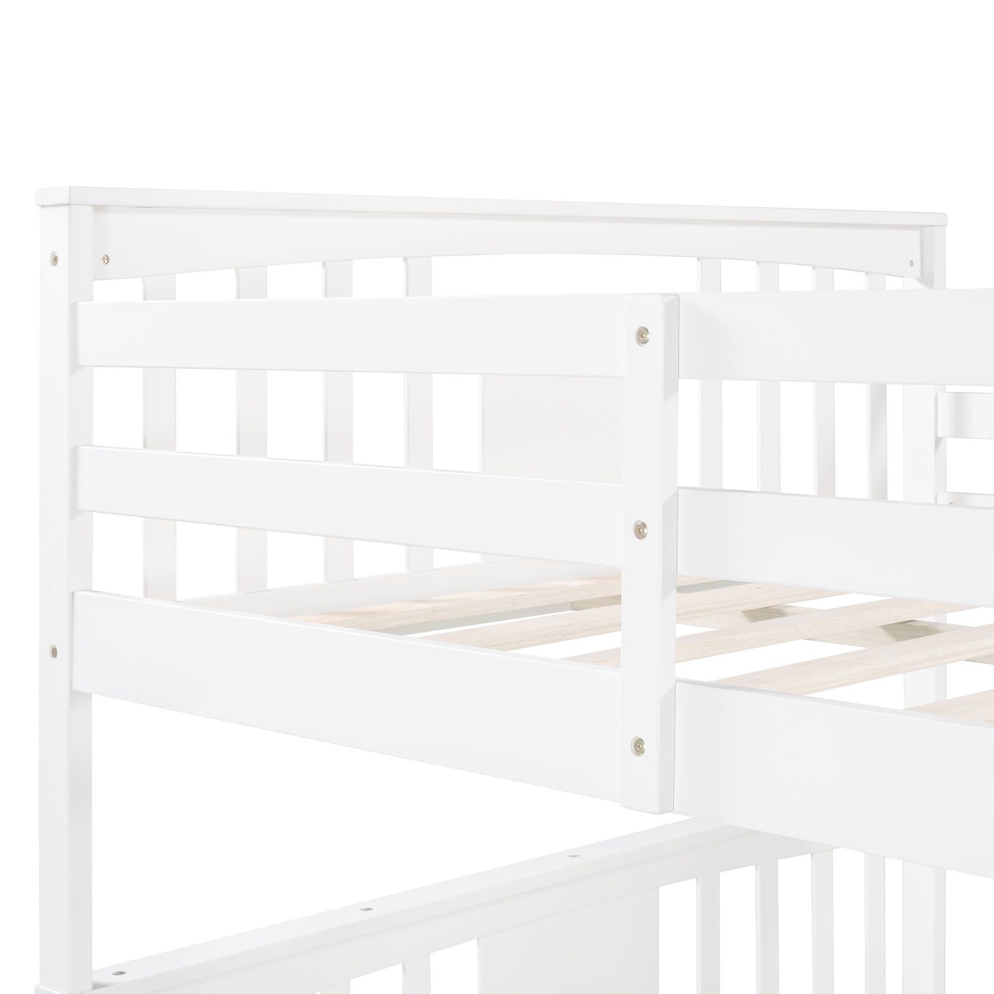 Full over Full Bunk Bed with Drawers and Ladder for Bedroom, Guest Room Furniture-White(OLD SKU :LP000205AAK)