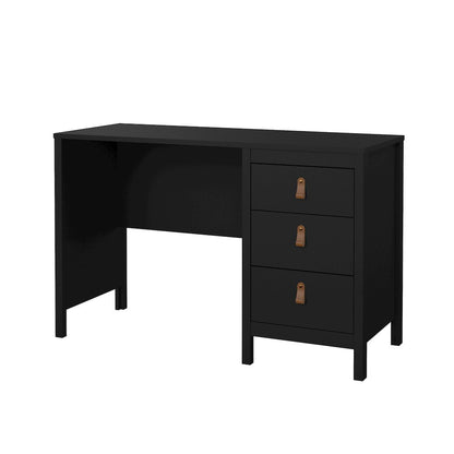 Madrid Home Office Writing Desk with 3 Storage Drawers, Black Matte