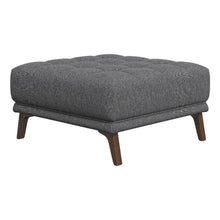 Gray Upholstered Square Ottoman with Foam and Solid Wood, Ideal Foot Rest