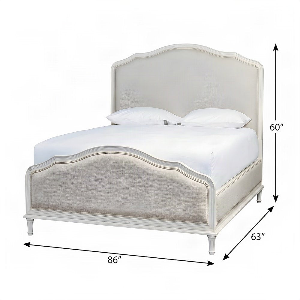 Viscose Upholstered Queen Platform Bed with Wood Frame, Cotton